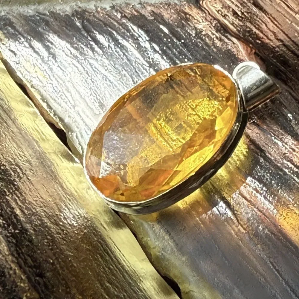 Yellow Glass 925 Silver Pendant